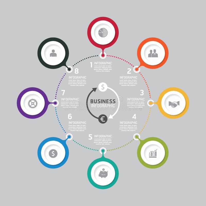 Carta de processo dos dados comerciais Elementos abstratos do gráfico, diagrama com ícones ilustração royalty free Carta de processo dos dados comerciais Elementos abstratos do gráfico, diagrama com ícones ilustração royalty free