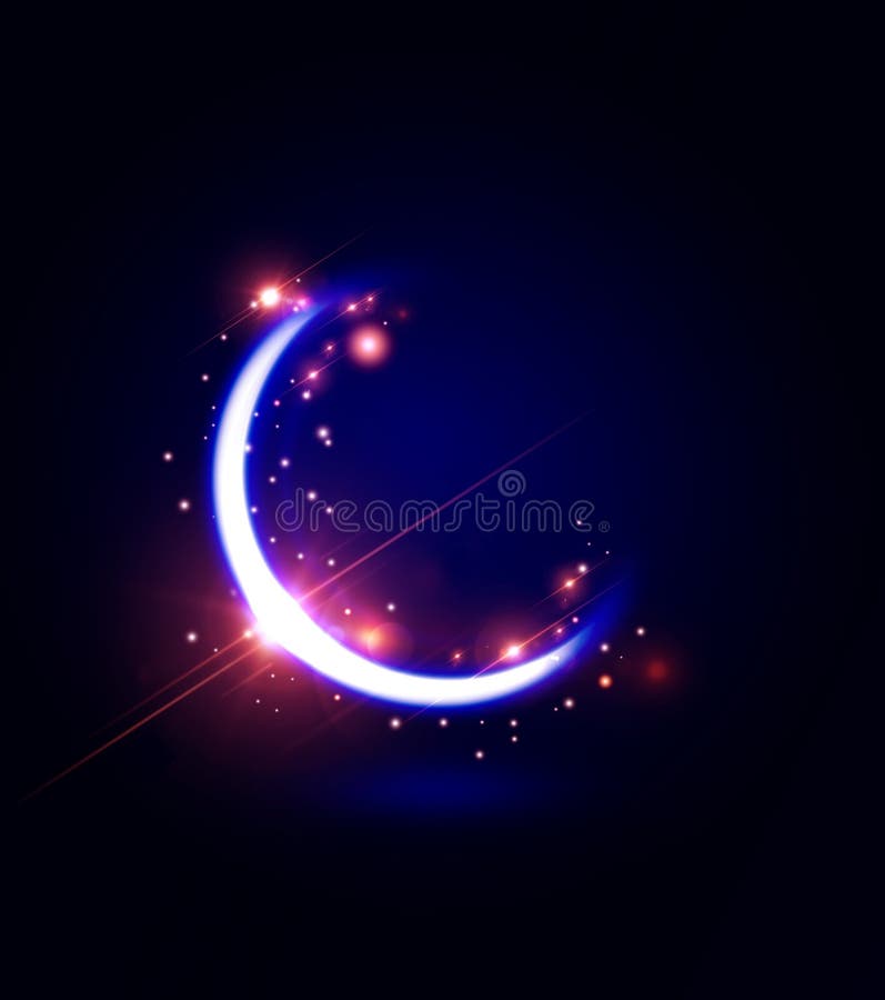 Carta del kareem del Ramadan con la luna ed i chiarori