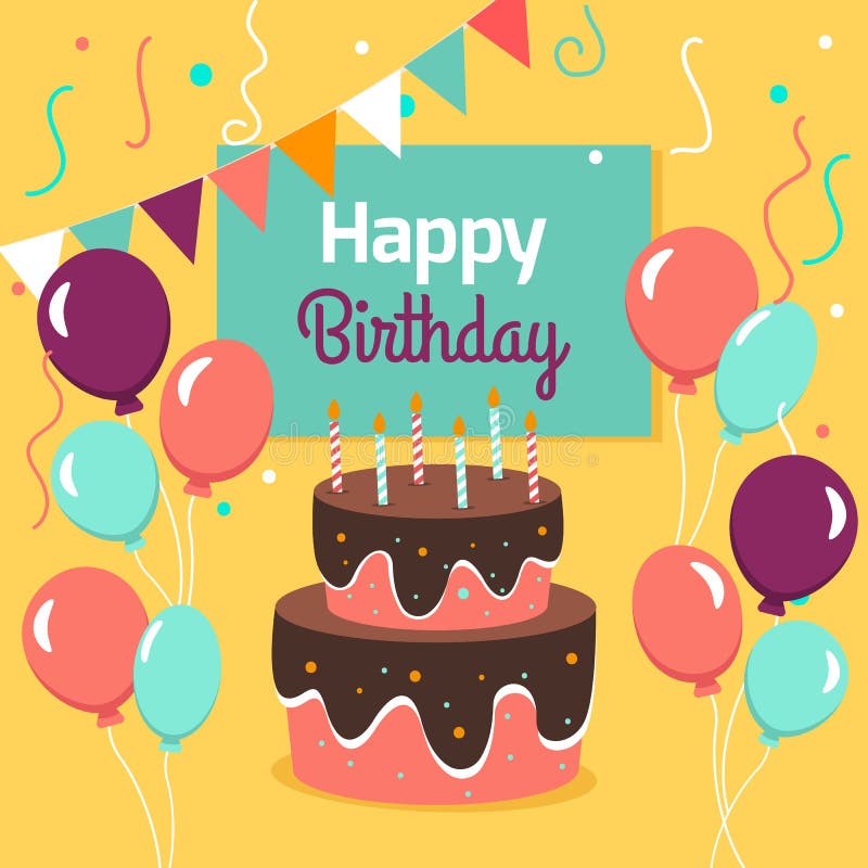 Carta del partito di buon compleanno con il dolce e gli impulsi Illustrazione di vettore royalty illustrazione gratis Carta del partito di buon compleanno con il dolce e gli impulsi Illustrazione di vettore royalty illustrazione gratis