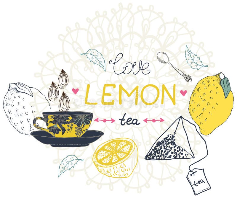 Carta del tè del limone di amore royalty illustrazione gratis