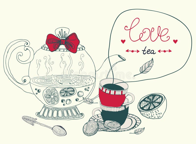 Carta del tè del limone di amore illustrazione di stock