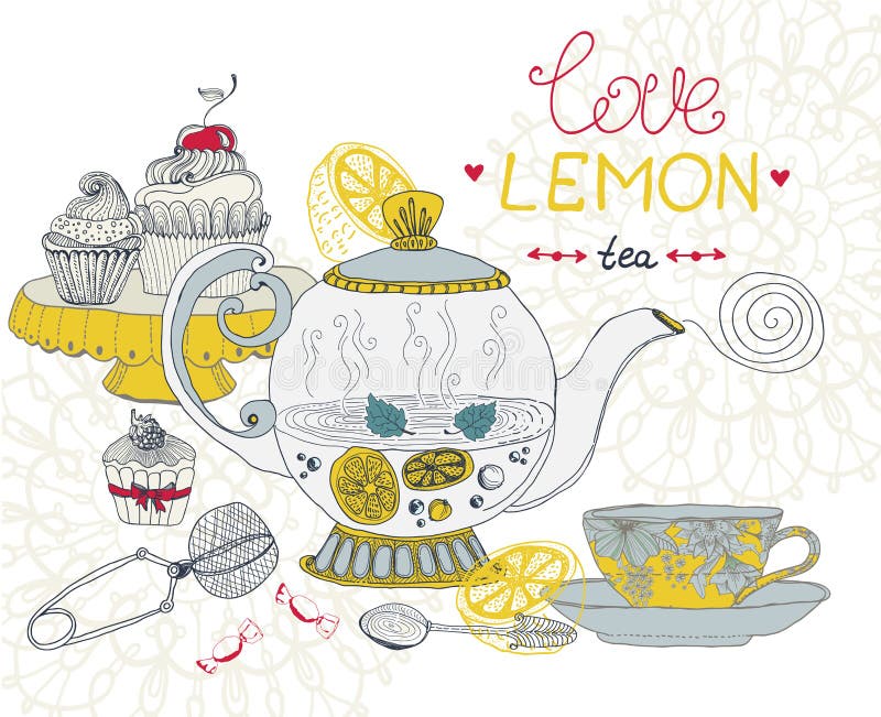 Carta del tè del limone di amore royalty illustrazione gratis