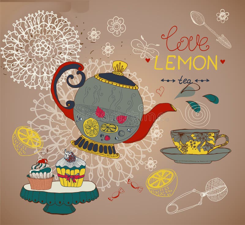 Carta del tè del limone di amore illustrazione di stock
