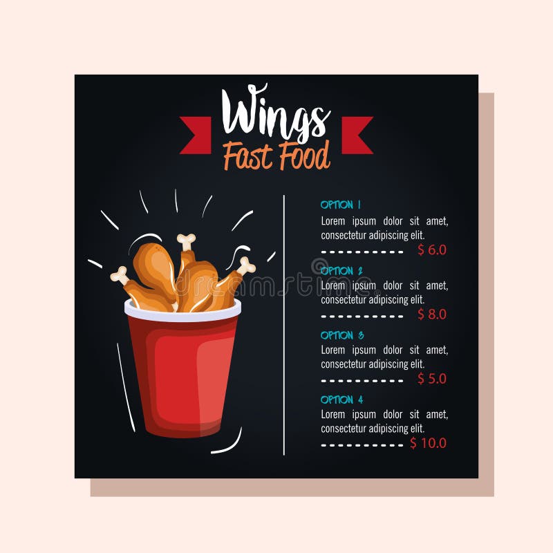 Carta deliziosa del menu del fast food del pollo della coscia royalty illustrazione gratis Carta deliziosa del menu del fast food del pollo della coscia royalty illustrazione gratis