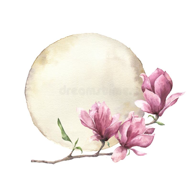 Carta dell'acquerello con la magnolia e la vecchia carta Struttura di carta dipinta a mano con progettazione floreale isolata su royalty illustrazione gratis Carta dell'acquerello con la magnolia e la vecchia carta Struttura di carta dipinta a mano con progettazione floreale isolata su royalty illustrazione gratis