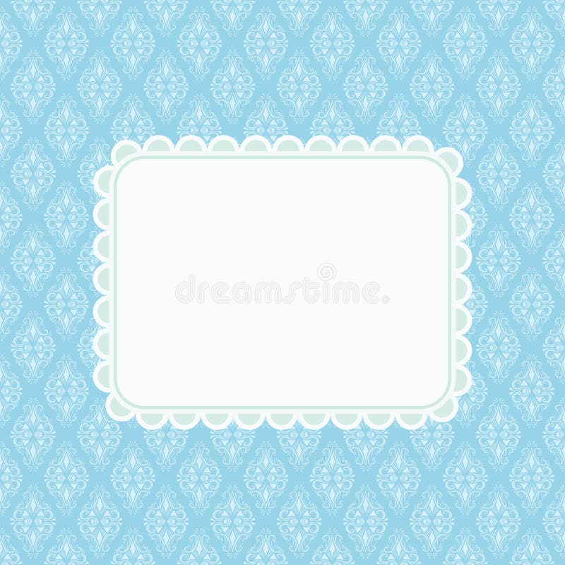 Carta dell'invito con spazio per testo sul backgro blu del damasco illustrazione vettoriale Carta dell'invito con spazio per testo sul backgro blu del damasco illustrazione vettoriale