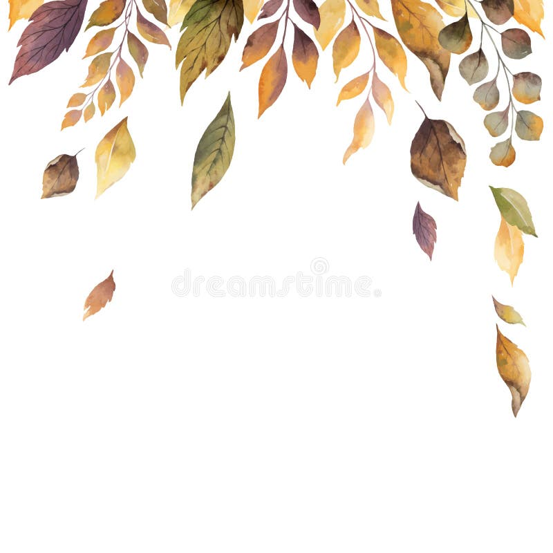 Carta di autunno di vettore dell'acquerello con le foglie cadute isolate su fondo bianco royalty illustrazione gratis