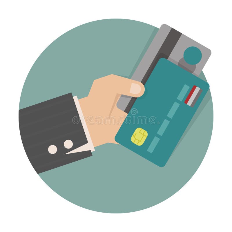 Carta di credito della tenuta della mano dell'uomo d'affari illustrazione vettoriale
