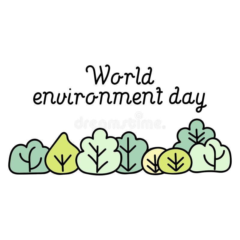 Carta di Giornata mondiale dell'ambiente Fondo con gli alberi del fumetto royalty illustrazione gratis Carta di Giornata mondiale dell'ambiente Fondo con gli alberi del fumetto royalty illustrazione gratis