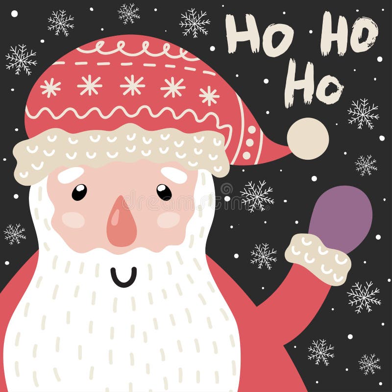 Carta di Ho Ho Ho Christmas con Santa Claus ed iscrizione sveglie royalty illustrazione gratis Carta di Ho Ho Ho Christmas con Santa Claus ed iscrizione sveglie royalty illustrazione gratis