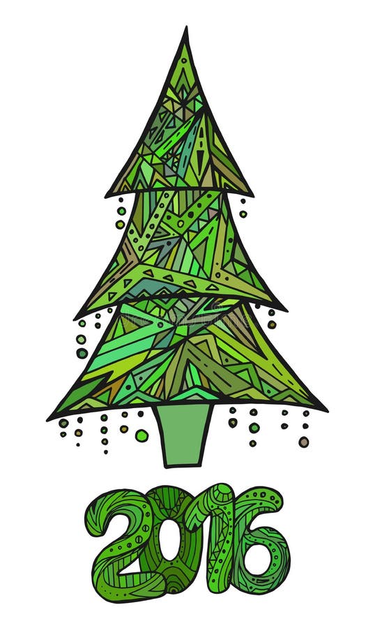 Carta di scarabocchio con l'albero di Natale e la data royalty illustrazione gratis Carta di scarabocchio con l'albero di Natale e la data royalty illustrazione gratis