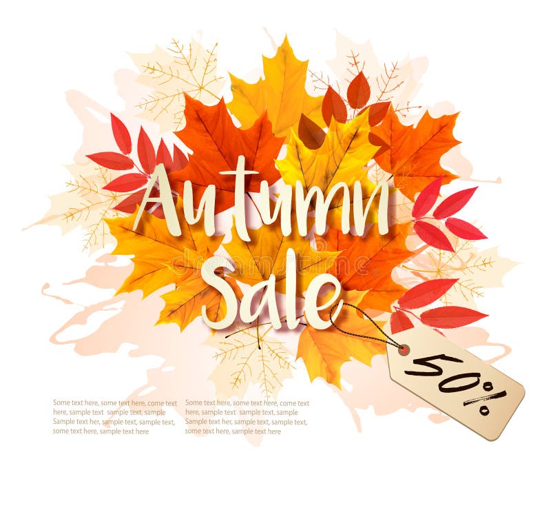 Carta di vendita di autunno con le foglie variopinte royalty illustrazione gratis