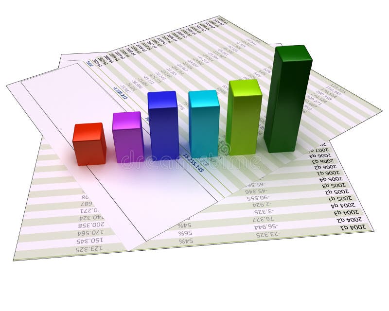 3D chart bars growing on financial files and isolated on white background. the paper and the chart have a 2px black border for easy and precise background removal. 3D chart bars growing on financial files and isolated on white background. the paper and the chart have a 2px black border for easy and precise background removal.