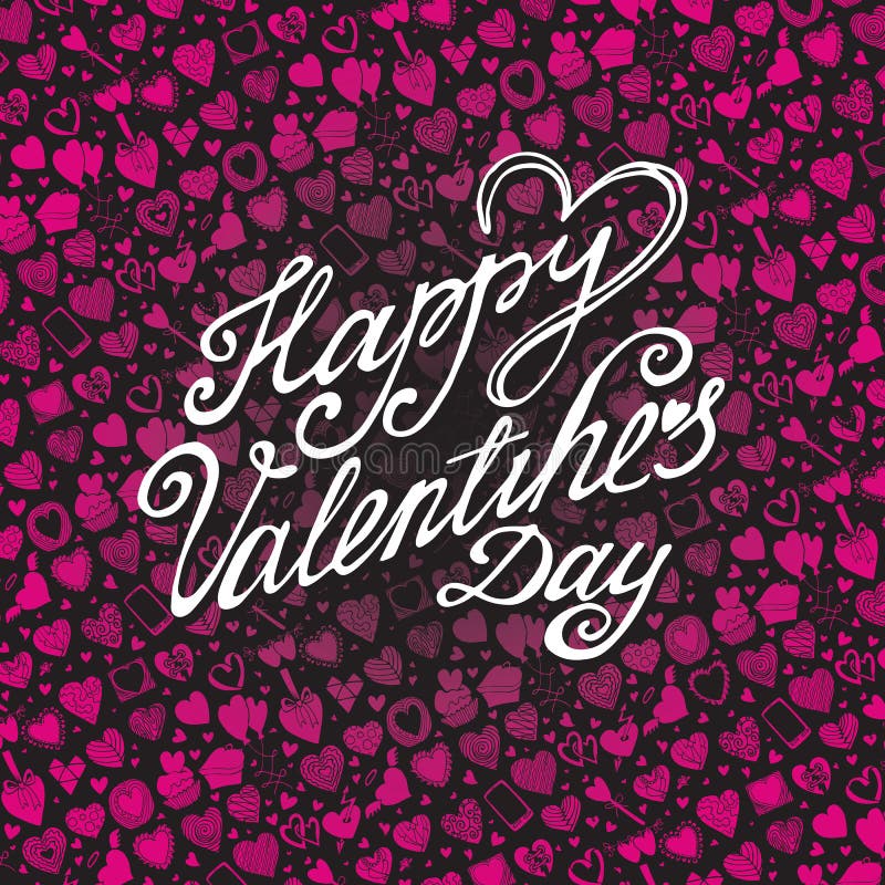 Carta felice di giorno di biglietti di S. Valentino con il modello rosa del cuore illustrazione vettoriale Carta felice di giorno di biglietti di S. Valentino con il modello rosa del cuore illustrazione vettoriale