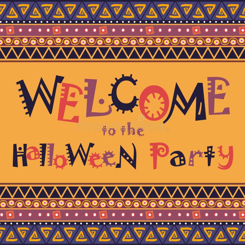 Carta felice di Halloween con progettazione africana dell'ornamento illustrazione vettoriale Carta felice di Halloween con progettazione africana dell'ornamento illustrazione vettoriale