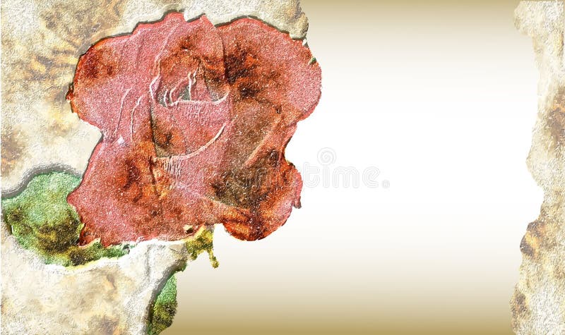 Carta incrinata d'annata con la rosa rossa illustrazione vettoriale Carta incrinata d'annata con la rosa rossa illustrazione vettoriale