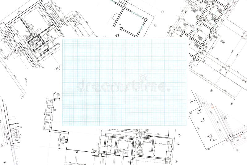 Carta millimetrata blu di griglia con il fondo dei modelli fotografia stock Carta millimetrata blu di griglia con il fondo dei modelli fotografia stock