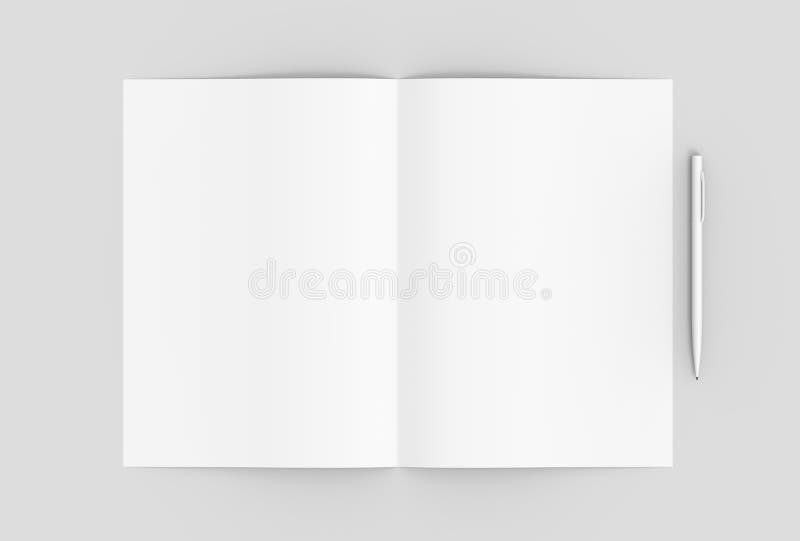 Carta vuota piegata con la matita su fondo grigio molle illus 3d illustrazione vettoriale Carta vuota piegata con la matita su fondo grigio molle illus 3d illustrazione vettoriale
