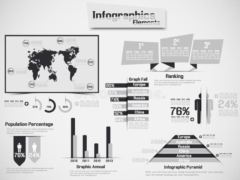 Carta y gráfico demográficos de elementos de Infographic para el web stock de ilustración Carta y gráfico demográficos de elementos de Infographic para el web stock de ilustración