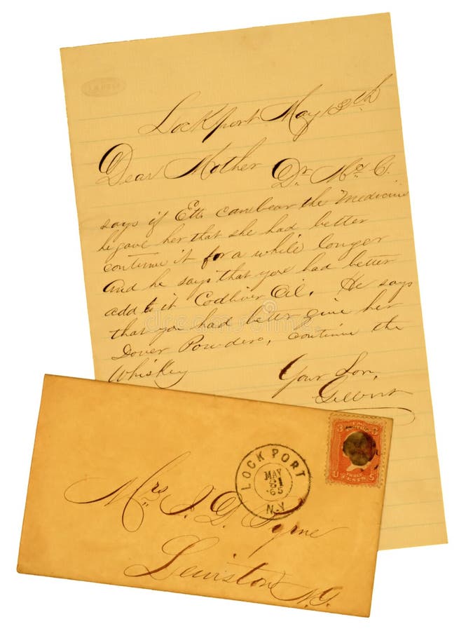 Carta y sobre viejos de 1865.