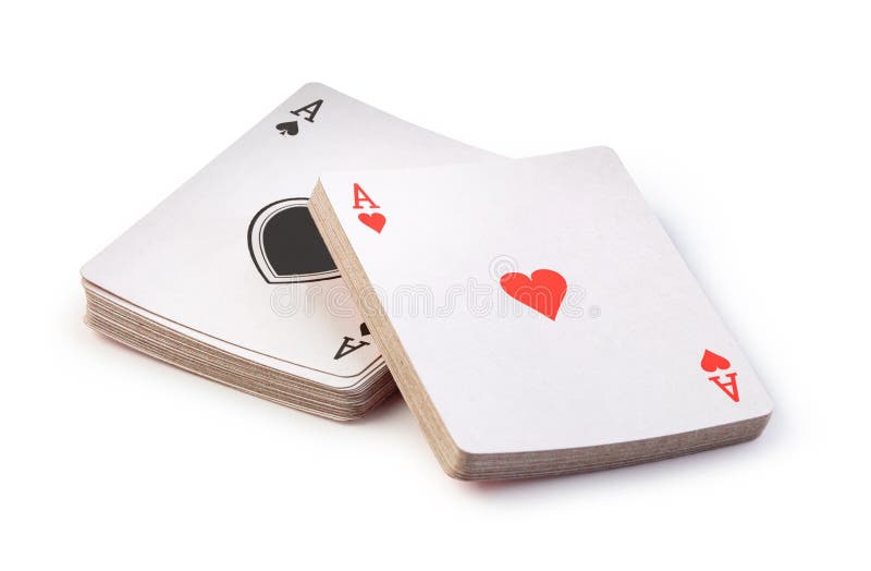 Cartas de jogar em fundo branco foto de stock