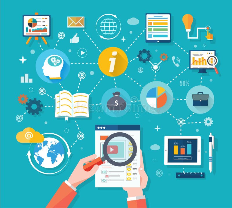 Cartas del analytics del seo del sitio web en la pantalla de la PC libre illustration Cartas del analytics del seo del sitio web en la pantalla de la PC libre illustration