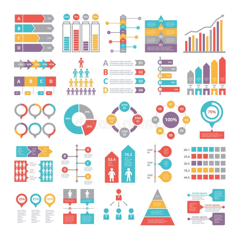Cartas, gráficos e outros elementos diferentes do infographics para o negócio ilustração stock Cartas, gráficos e outros elementos diferentes do infographics para o negócio ilustração stock