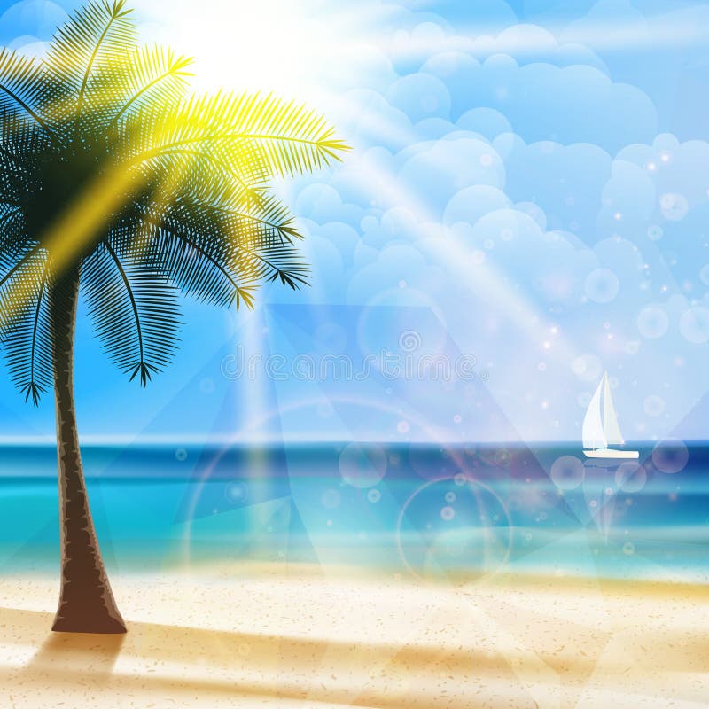 Pôster com vista para o mar e formas geométricas ilustração royalty free