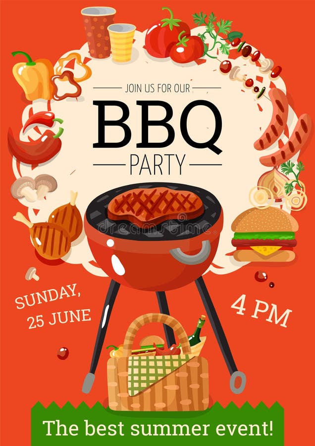 Cartaz do anúncio do partido do assado do BBQ ilustração royalty free Cartaz do anúncio do partido do assado do BBQ ilustração royalty free