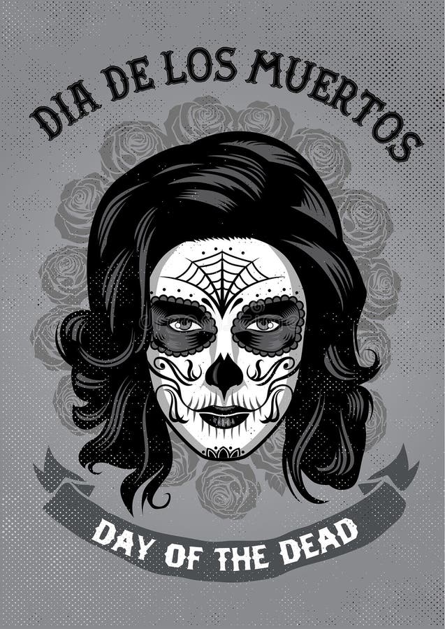 Cartaz do diâmetro de los muertos na textura oxidada ilustração do vetor Cartaz do diâmetro de los muertos na textura oxidada ilustração do vetor