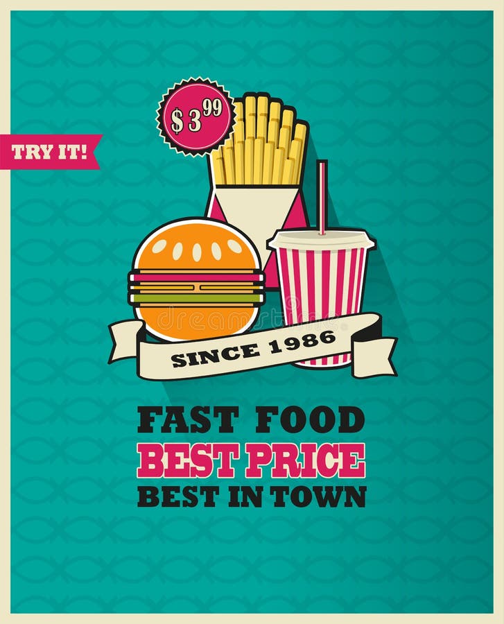 Menu do fast food ilustração do vetor. Ilustração de torrado 42237993