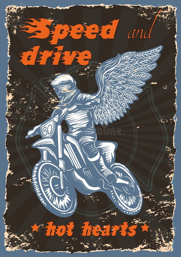 Cartaz do vintage da ilustração da competência da motocicleta ilustração do vetor Cartaz do vintage da ilustração da competência da motocicleta ilustração do vetor