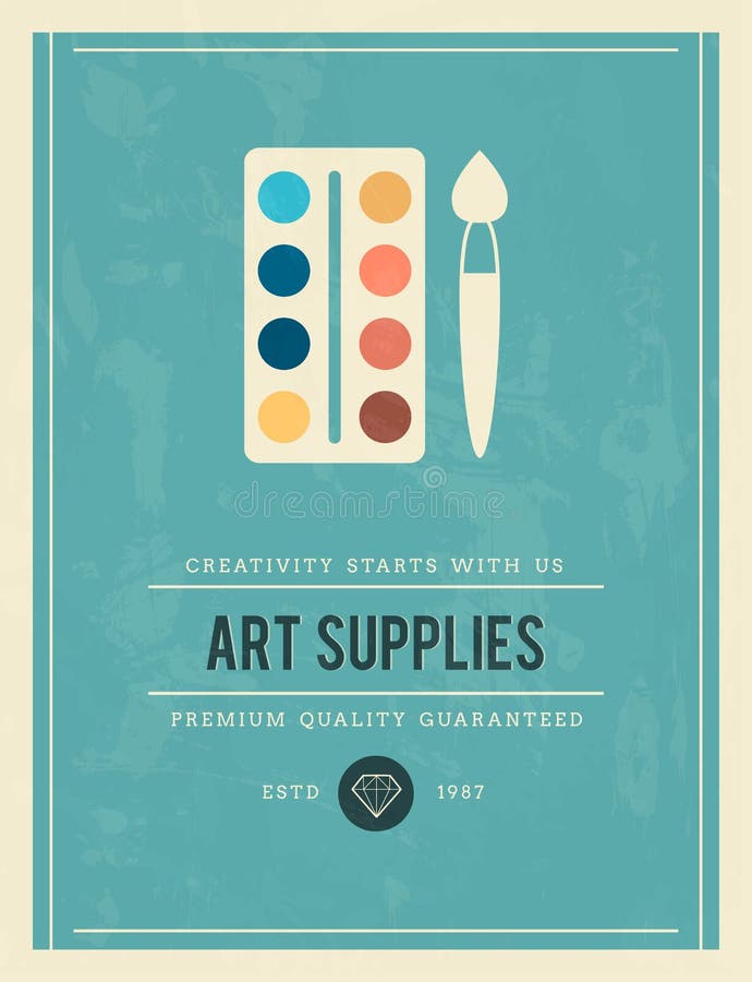 Cartaz do vintage para fontes da arte ilustração do vetor Cartaz do vintage para fontes da arte ilustração do vetor
