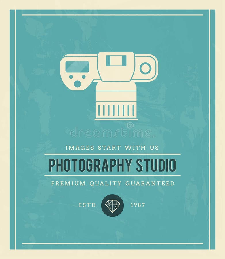 Cartaz do vintage para o estúdio da fotografia ilustração royalty free Cartaz do vintage para o estúdio da fotografia ilustração royalty free