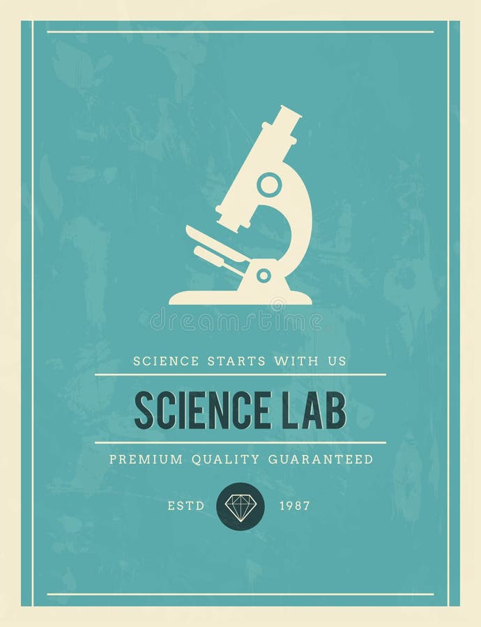 Cartaz do vintage para o laboratório de ciência ilustração stock Cartaz do vintage para o laboratório de ciência ilustração stock