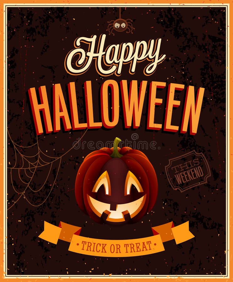 Cartaz feliz de Dia das Bruxas. ilustração stock Cartaz feliz de Dia das Bruxas. ilustração stock