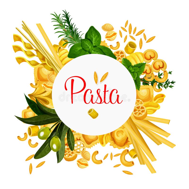 Cartaz italiano do macarrão do vetor da massa ilustração do vetor Cartaz italiano do macarrão do vetor da massa ilustração do vetor