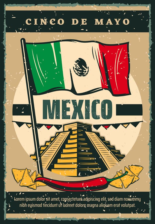 Cartaz mexicano do esboço do vetor de Cinco de Mayo do feriado ilustração do vetor Cartaz mexicano do esboço do vetor de Cinco de Mayo do feriado ilustração do vetor