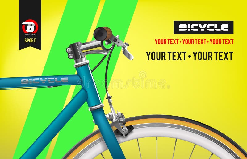 Bicicleta realista 3d em cartaz de publicidade de fundo quente com lugar  para venda de texto de transporte