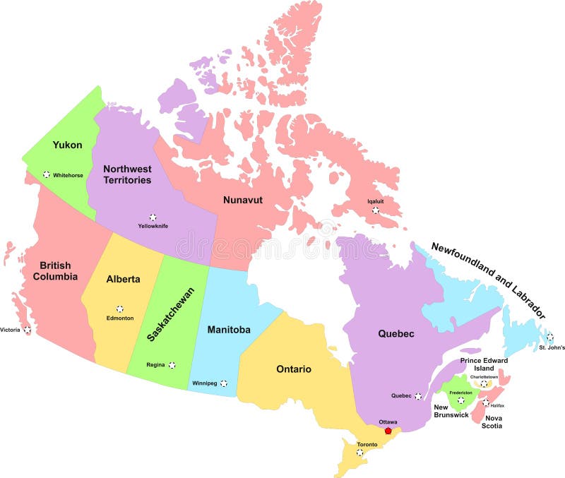 Carte administrative de Canada illustration stock Carte administrative de Canada illustration stock