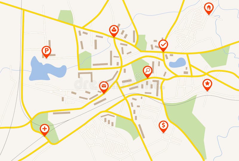Carte avec les indicateurs rouges de goupille illustration de vecteur Carte avec les indicateurs rouges de goupille illustration de vecteur