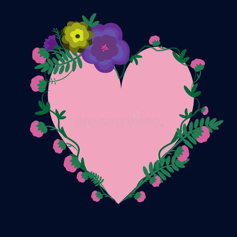 Carte avec un coeur enlacé avec des fleurs illustration de vecteur Carte avec un coeur enlacé avec des fleurs illustration de vecteur