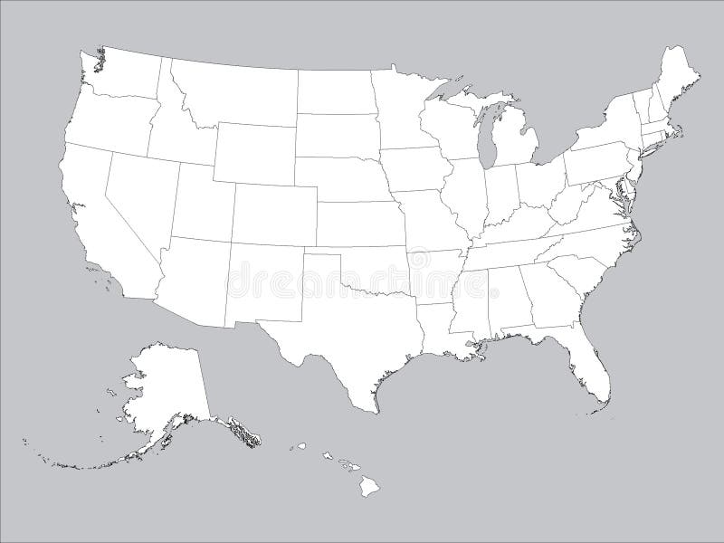 Carte blanche d'États fédéraux des Etats-Unis d'Amérique Gray Background illustration de vecteur Carte blanche d'États fédéraux des Etats-Unis d'Amérique Gray Background illustration de vecteur