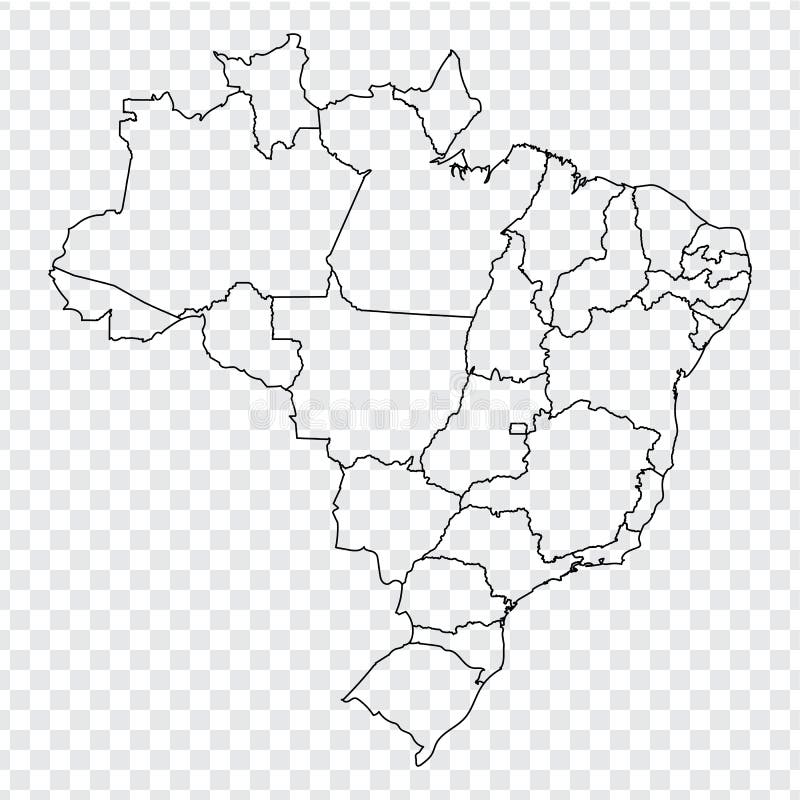 Blank map of Brazil. High quality map  Federal Republic of Brazil with provinces on transparent background for your web site design, logo, app, UI. America. EPS10. Blank map of Brazil. High quality map  Federal Republic of Brazil with provinces on transparent background for your web site design, logo, app, UI. America. EPS10