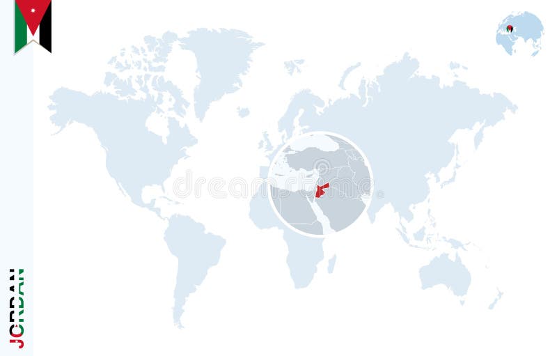 Bourdonnement Sur Jordan Map Et Le Drapeau Carte Du Monde