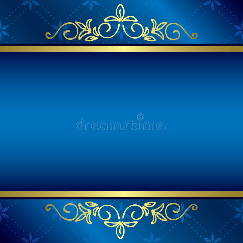 Carte bleue lumineuse avec les décorations florales d'or illustration de vecteur