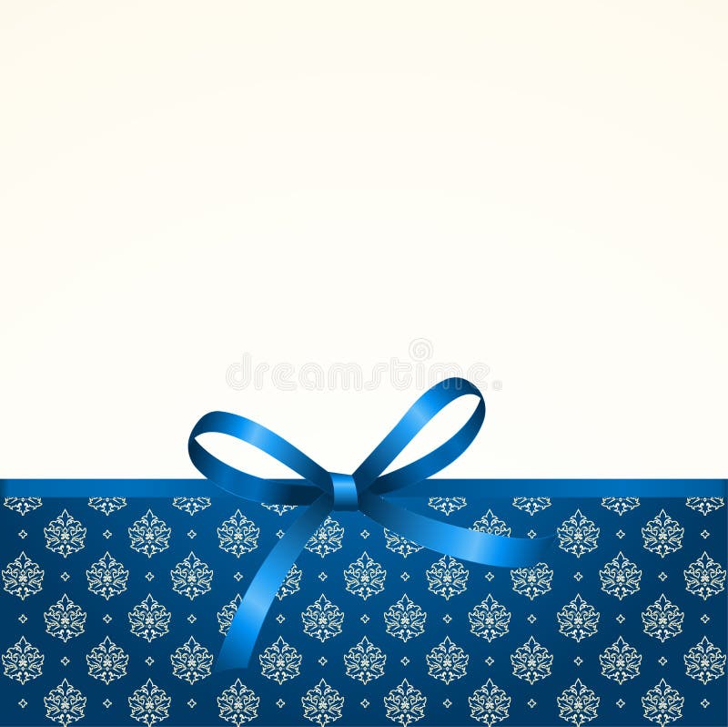 Carte cadeaux con el arco azul brillante del regalo del satén stock de ilustración Carte cadeaux con el arco azul brillante del regalo del satén stock de ilustración