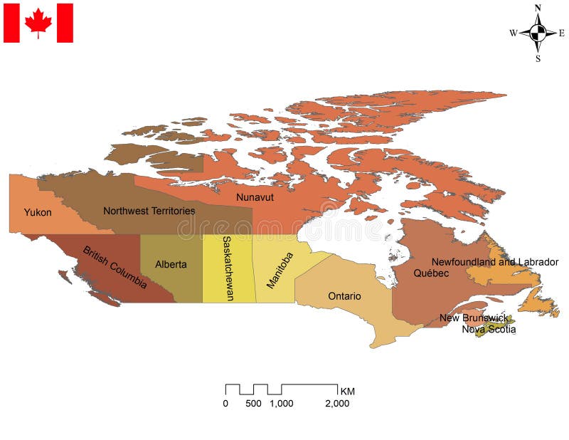 Carte Canadienne De Dix Provinces Et De Trois Territoires