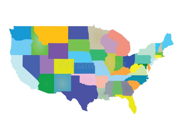 Colorful Usa map with states, vector. Colorful Usa map with states, vector