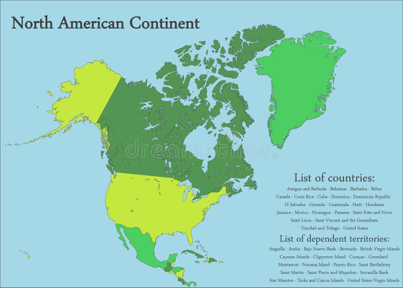 A North American Continent map. A North American Continent map.